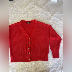 Lulus Red V-Neck Button Cardigan Sweater